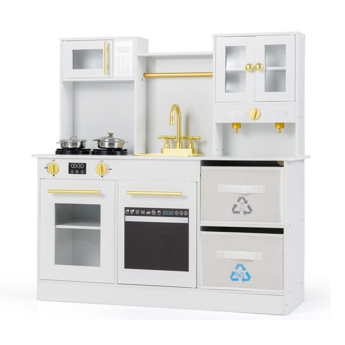 Wooden play kitchen with stove and sounds childrens kitchen with sink-