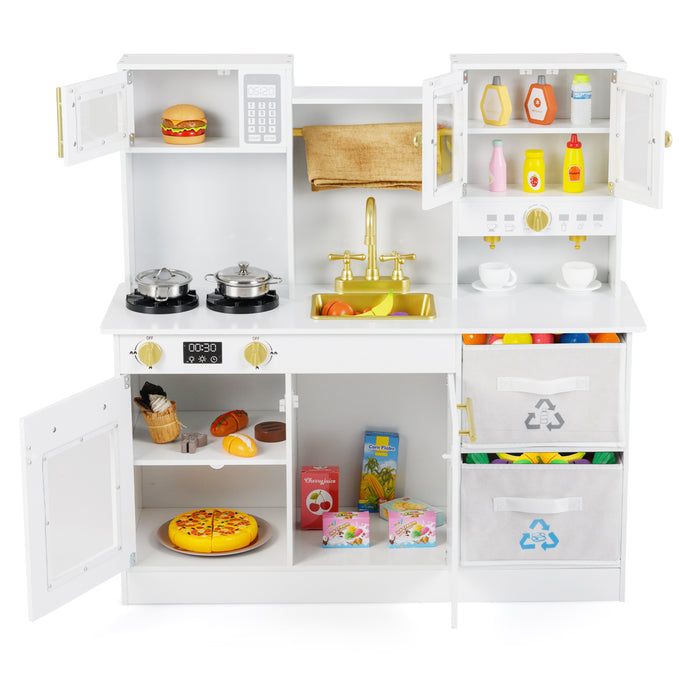 Wooden play kitchen with stove and sounds childrens kitchen with sink-