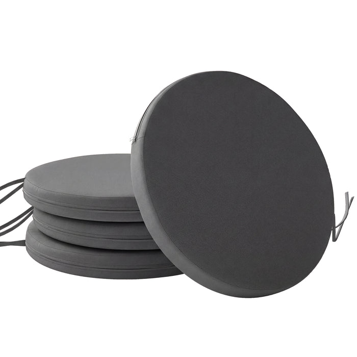 Outsunny Outdoor Bistro Chair Cushions Set of 4 with Removable Cover, 41 x 41 x 5 cm Round Seat Cushions with Ties, Dark Grey