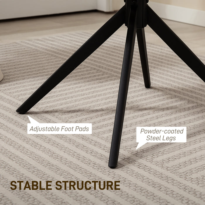 HOMCOM 360° Swivel Accent Chair, Teddy Fleece Fabric Armchair, Upholstered Tufted Vanity Chair with Steel Legs for Living Room, Bedroom, Home Office, White