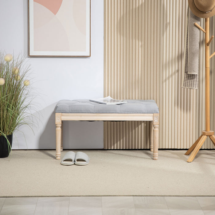 HOMCOM End of Bed Bench Tufted Upholstered Bench, Light Grey