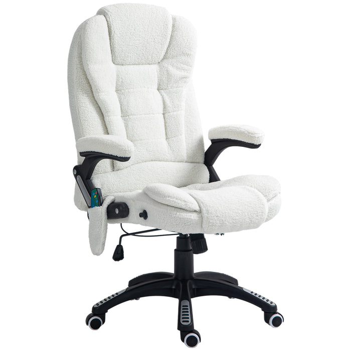Vinsetto Boucle Six-Point Massage Office Chair - White | Aosom UK