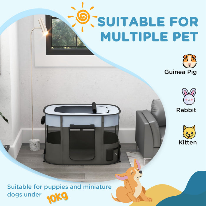 Foldable Pet Playpen and Carrying Case - Indoor/Outdoor Portable Dog Enclosure, Grey - Perfect for Travel and Home Use