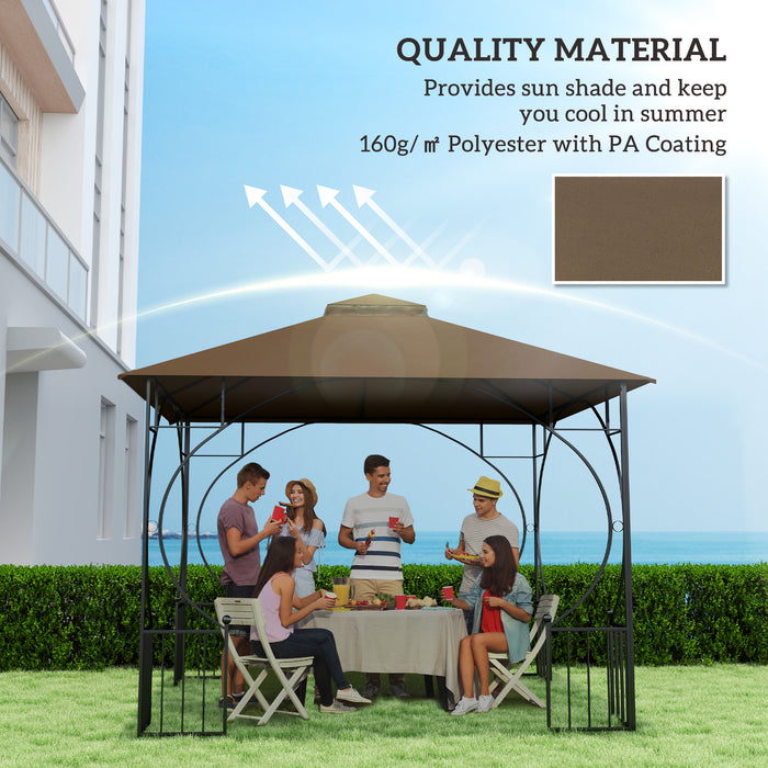 Outsunny 3x3(m) Replacement Gazebo Canopy, Double Tier Roof Top for Garden, Patio, Outdoor, Khaki (TOP ONLY)