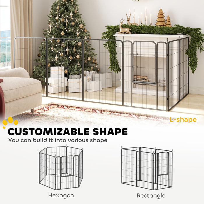PawHut 6 Panels Heavy Duty Dog Playpen with Secure Door, for Indoor Outdoor, for Garden, Camping, 100cm High