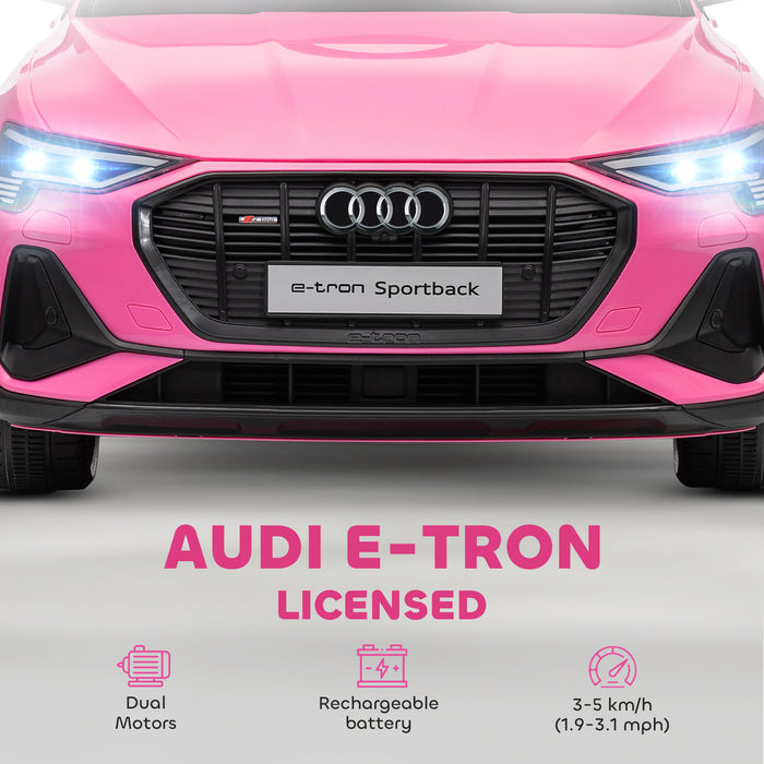HOMCOM 12V Kids Electric Ride on, Electric Car for Kids with Parental Remote, Music, Lights, Suspension Wheels, Pink