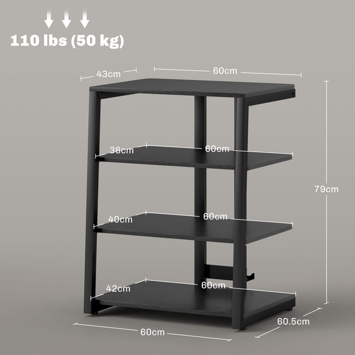 28 Inch Corner TV Stand Cabinet - Adjustable Open Shelves with Extension Lead Organizer - Entertainment Unit for Living Room Spaces, Black