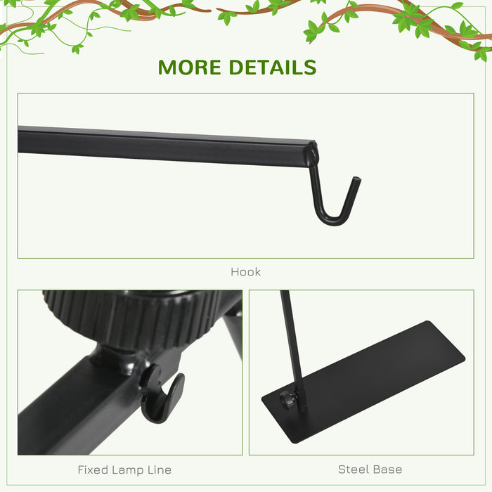Adjustable 86-129cm Reptile Lamp Stand with Hook - Sturdy Base, Height & Length Customization - Ideal for Terrarium Heating & Lighting Solutions