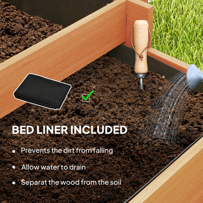 Outsunny 3 Tier Garden Planters with Trellis for Vine Climbing, Wooden Raised Beds, 95x95x110cm, Brown