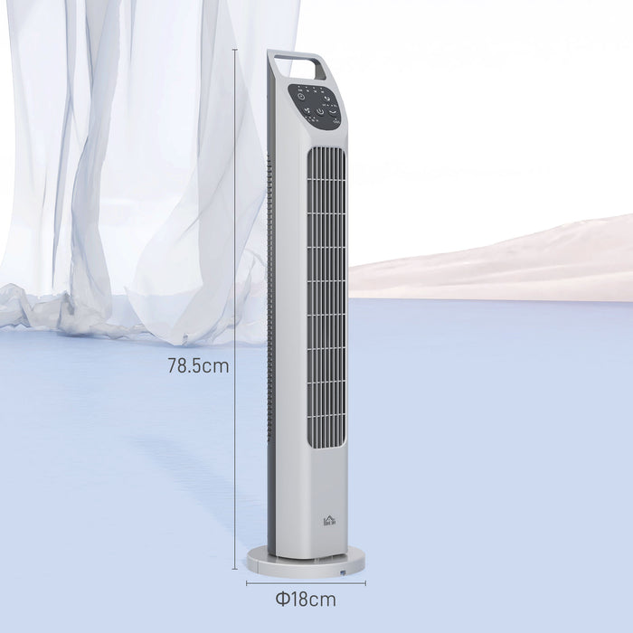 31" Oscillating Tower Fan with Remote - 4-Hour Timer, 3 Speeds & Modes, Quiet Floor Standing Cooling Device - Ideal for Home, Bedroom, Office Use in Silver