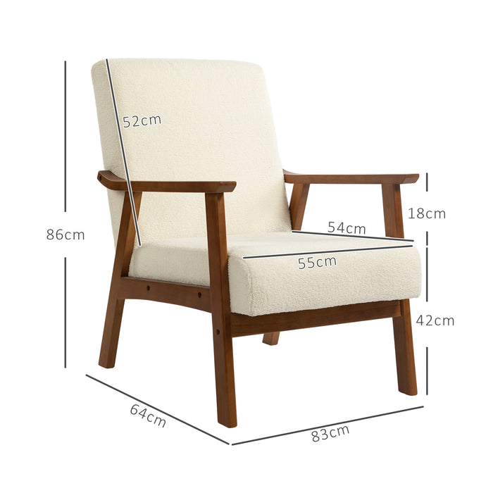 HOMCOM Boucle Seat Mid Century Accent Chair - White | Aosom UK