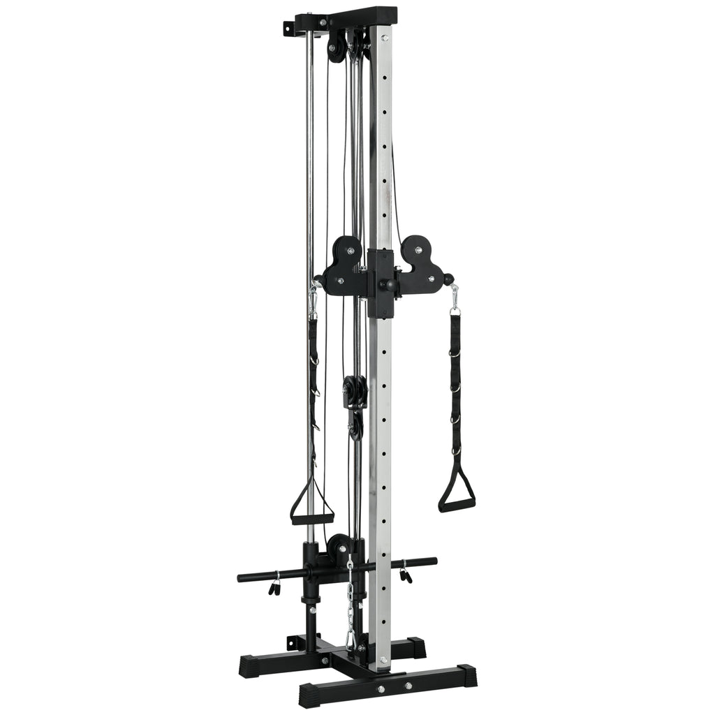 SPORTNOW Wall Mount Cable Machine, 15 Positions Adjustable Cable Crossover Machine Dual Pulley System for Home Gym