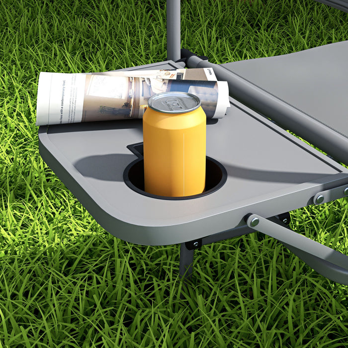 Portable Director's Chair with Built-in Side Table - Durable Grey Camping Seat - Ideal for Outdoor Events and Picnics