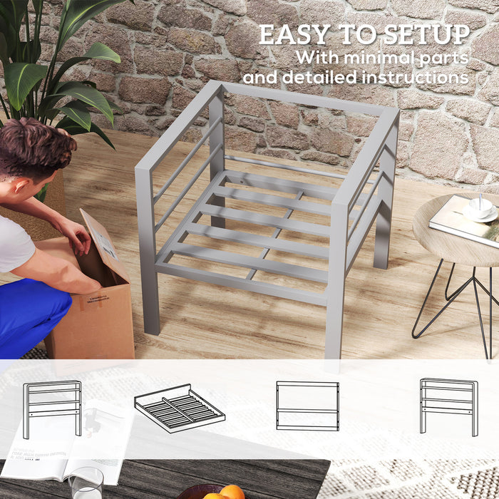 Outsunny Patio Furniture Aluminium Armchair, All-Weather Outdoor Single Sofa, Metal Frame Outdoor Chair with Cushions for Garden, Balcony, Charcoal Grey