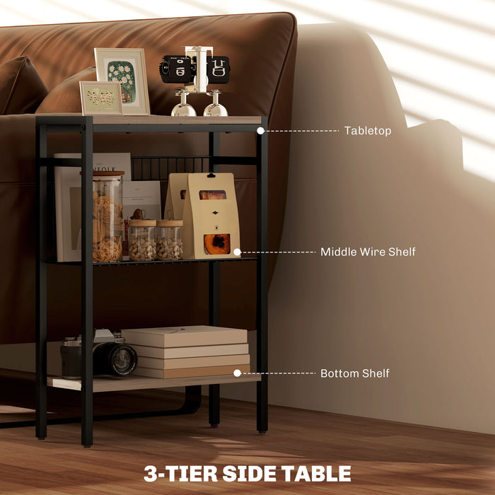 HOMCOM Three Shelf Industrial Side Table, Grey | Aosom UK