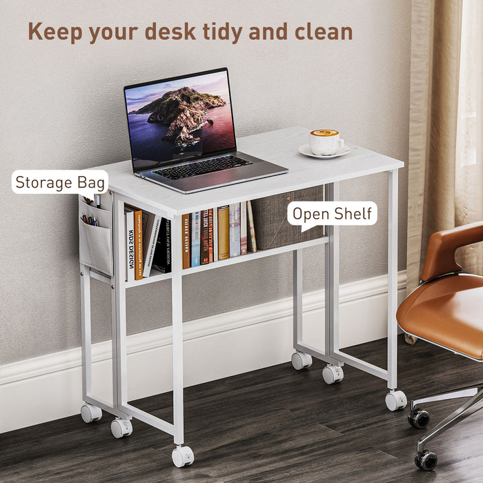 HOMCOM 80 cm Drop Leaf Writing Work Desk - White