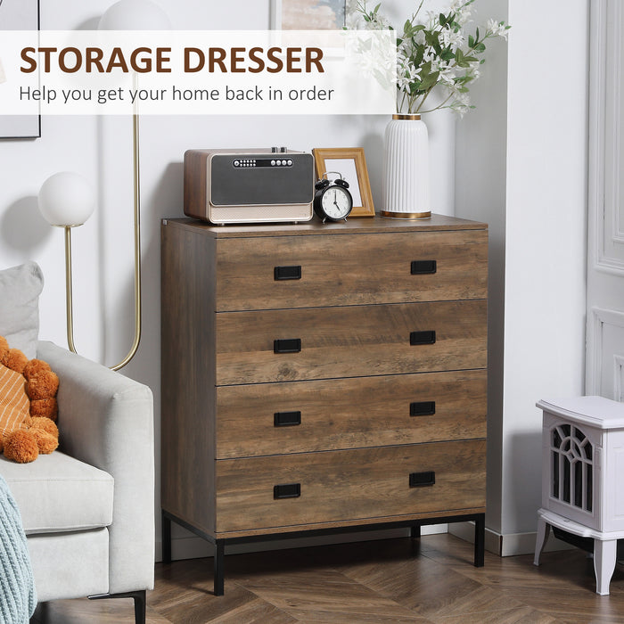 HOMCOM Chest of Drawers, Bedside Table Set with Drawers, Coffee
