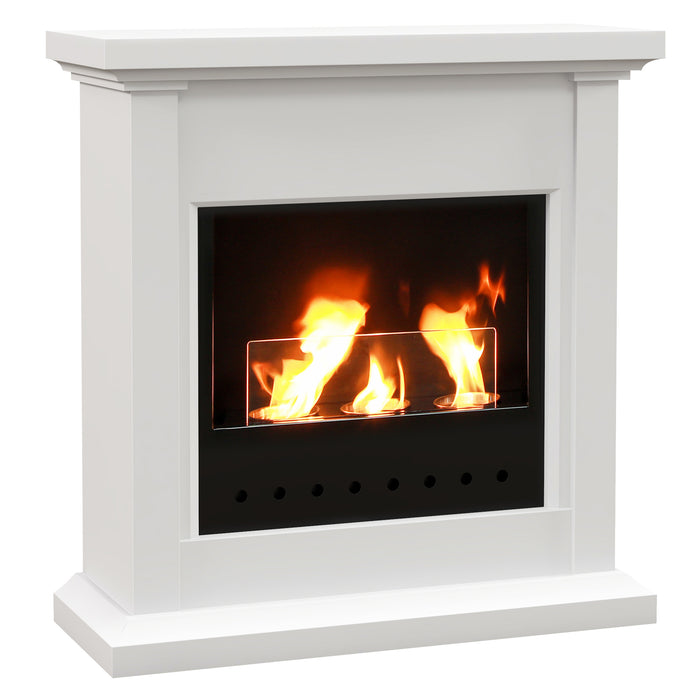 HOMCOM Gel and Ethanol Fireplace Stove, Modern Bioethanol Fire, Indoor Ethanol Burner with 1.2 Litres (39oz) Volume, Burns for Up to 3 Hours, 26 Inch, White