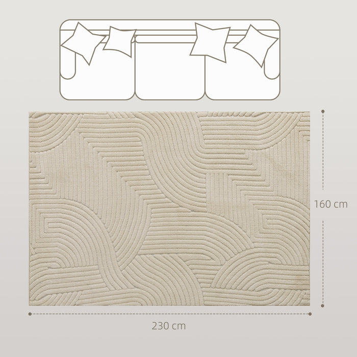 HOMCOM Modern Geometric Rug, Thick & Plush, Non-Slip, 230 x 160 cm – Cream, Living Room/Bedroom/Office