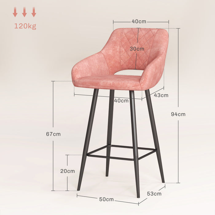 Velvet-Feel Swivel Barstools, Set of 2 - Plush Pink Finish - Ideal for Kitchen Counter and Home Bar Comfort Seating