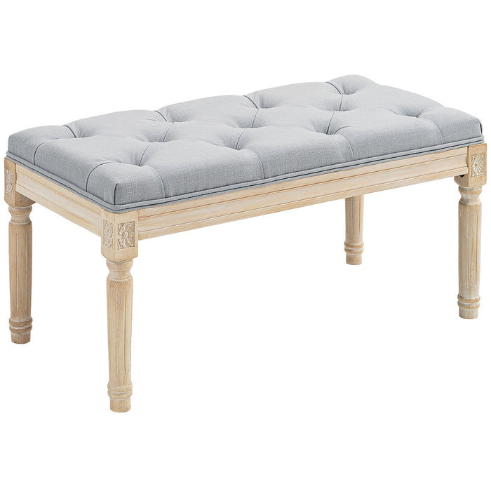 HOMCOM End of Bed Bench Tufted Upholstered Bench, Light Grey