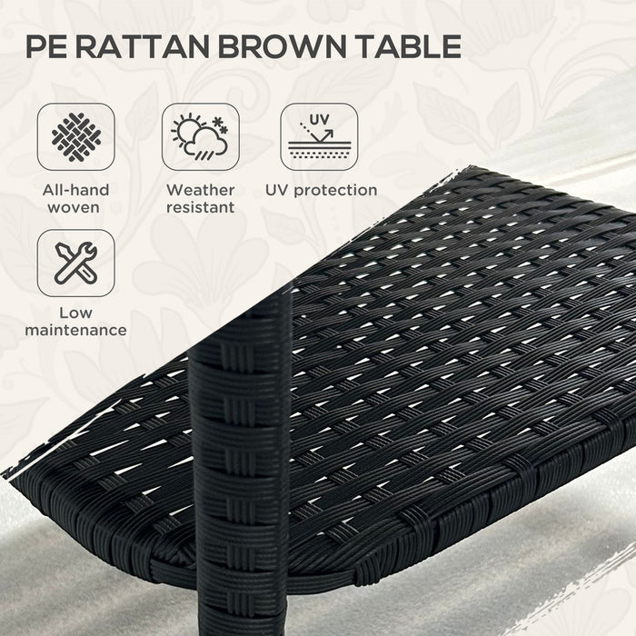 Outsunny Two-tier PE Rattan Square Coffee Table - Black