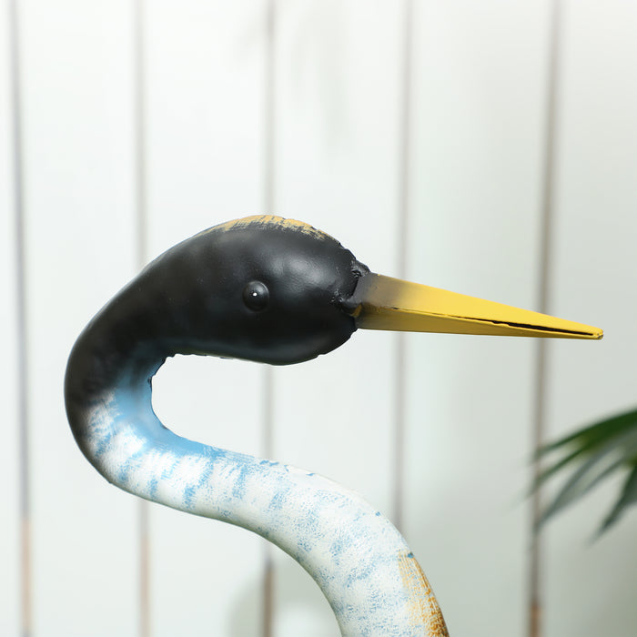 Outsunny Heron Garden Statue, Standing Garden Ornament, Metal Garden Gift with Stakes, 28 x 17 x 63 cm, Multi-Colour