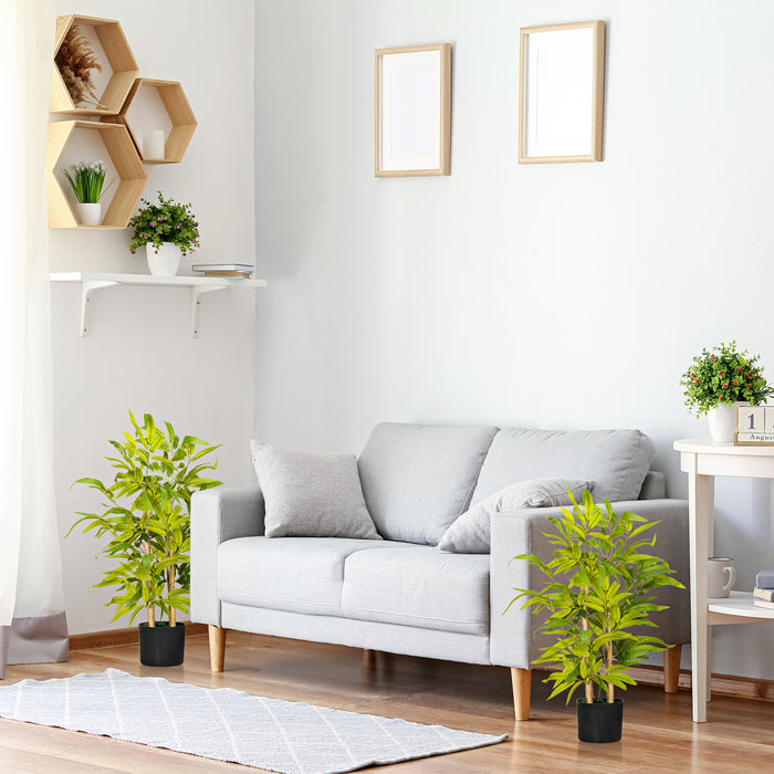 Artificial Bamboo Tree Duo in Pots - Lifelike Desk and Home Decor Faux Plants, Indoor/Outdoor, 15x15x60cm - Perfect for Office & Living Space Beautification