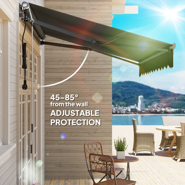 Outsunny 3 x 2.5m Electric Awning with Remote Controller, Aluminium Frame DIY Retractable Awning, UV30+ Sun Shade Canopy for Garden Patio Deck Door Window, Dark Grey