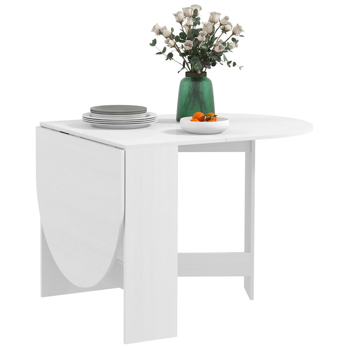 HOMCOM Folding Dining Table, Drop Leaf Table for Small Spaces, Oval Tabletop for Dining Room, Ash Wood-Effect