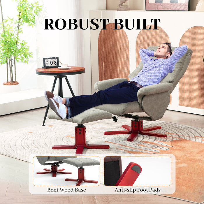 HOMCOM Faux Microfibre Leather Manual Recliner and Footstool Set - Grey | Aosom UK