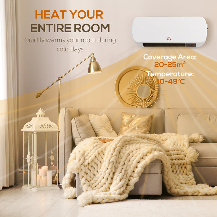 HOMCOM 2000W PTC On-Wall Heater, 10-49°C Temperature - White | Aosom UK