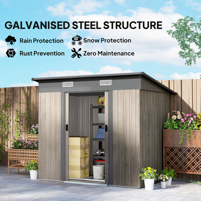 Outsunny Outdoor Garden Storage Shed - Grey Wood Grain