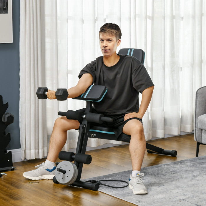 HOMCOM Foldable Weight Bench, Adjustable Strength Training Sit Up Ab Bench Incline/Decline, Blue