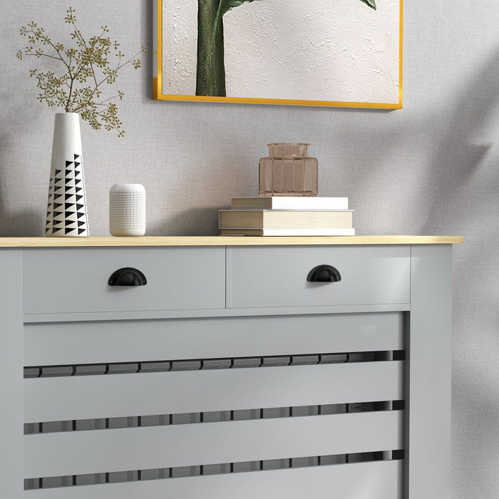 HOMCOM 95.5H x 111Wcm Radiator Cover, with Drawer - Grey