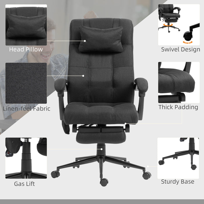 Vinsetto Office Chair with 6-point Vibration Massage and Heat, Computer Chair with Adjustable Height, Head Pillow, Footrest for Home, Black