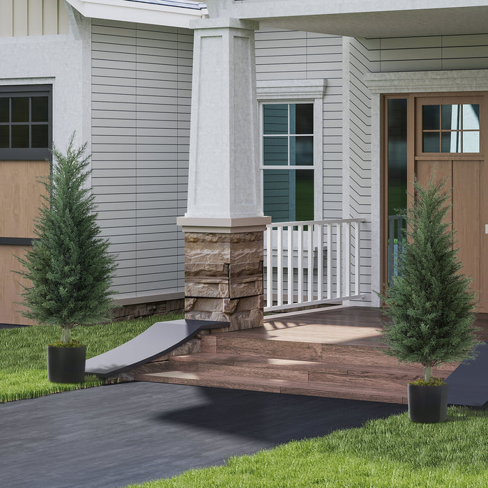 HOMCOM Set of 2 Decorative Artificial Plant, 90 cm Cypress Tree with 362 Leaves in Pot, UV-Resistant Plastic Fake Tree for Indoor Outdoor Home Office