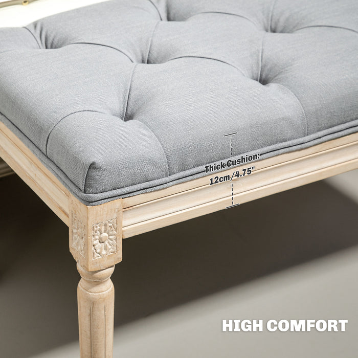 HOMCOM End of Bed Bench Tufted Upholstered Bench, Light Grey