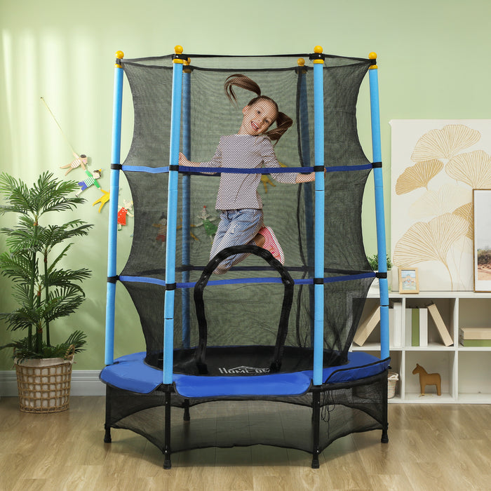 HOMCOM 4.6FT/75" Kids Trampoline, Indoor Outdoor Toddler Trampoline, with Safety Enclosure, Springless design - Blue