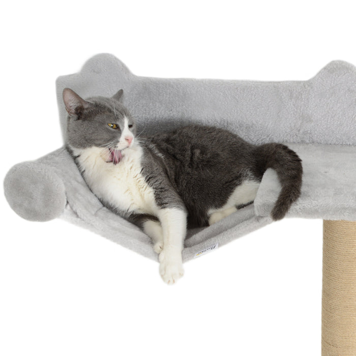 PawHut 4 Piece Cat Shelves w/ Scratching Post, Steps, Jumping Platform, Ladder, Toy Balls, for Indoor Cats, Light Grey | Aosom UK