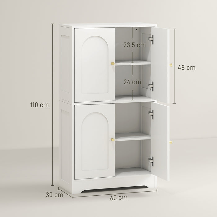 HOMCOM 4-Door Kitchen Storage Cabinet with Adjustable Shelves - White