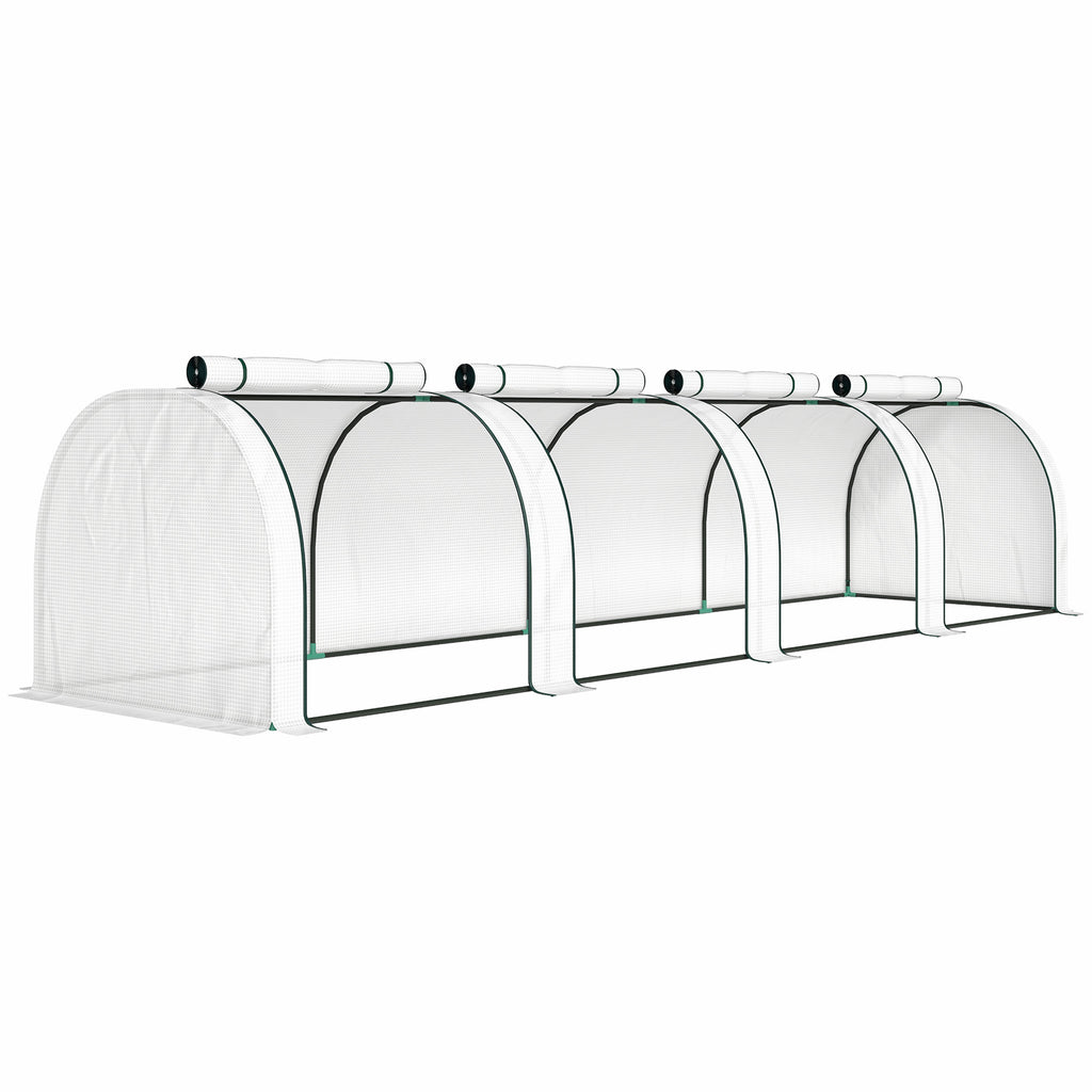 Outsunny 395  x 100 cm Low Tunnel Greenhouse - White