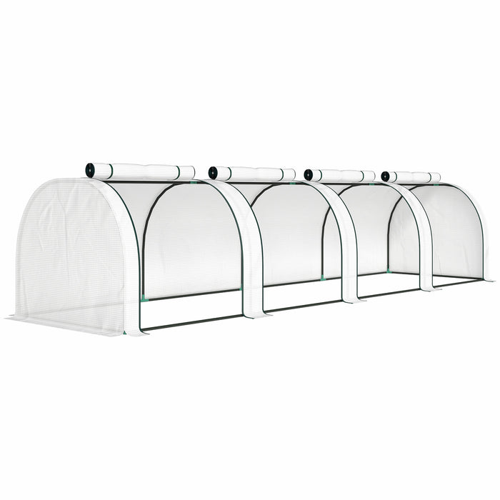 Outsunny 395  x 100 cm Low Tunnel Greenhouse - White