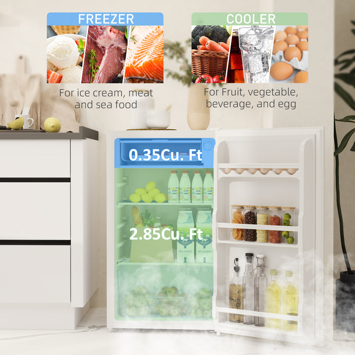 HOMCOM 91L Freestanding Under-Counter Fridge with Lock - White