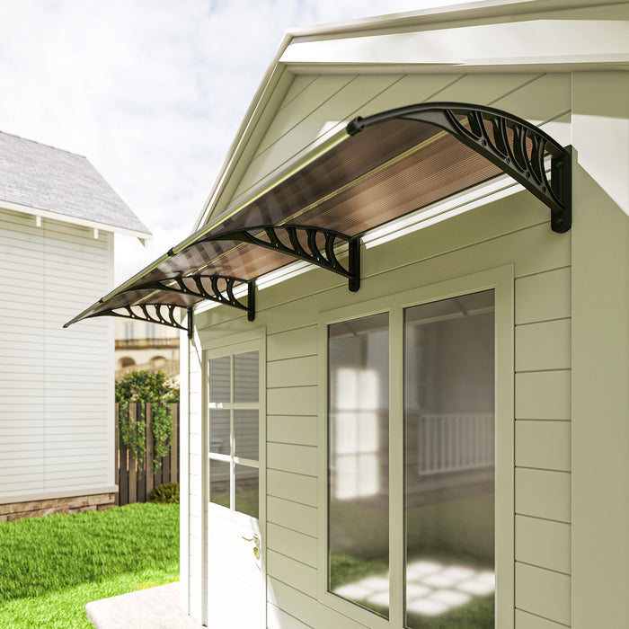 Outsunny Front Door Canopy, Outdoor Awning, Rain Shelter, 303 x 96cm , Brown