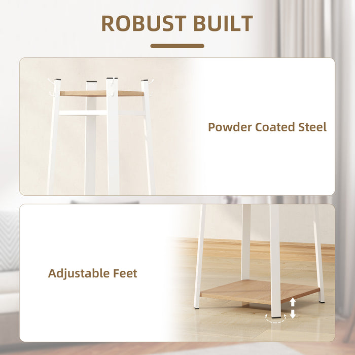 HOMCOM Compact Freestanding Coat Rack -  White/Oak