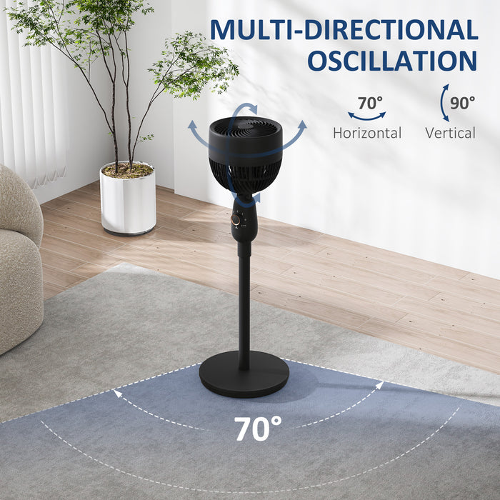HOMCOM Pedestal Fan, Powerful Air Circulator, 12 Inch Floor Standing Fan with 3 Speed Settings, Oscillating Function for Bedroom, Home and Office, Black