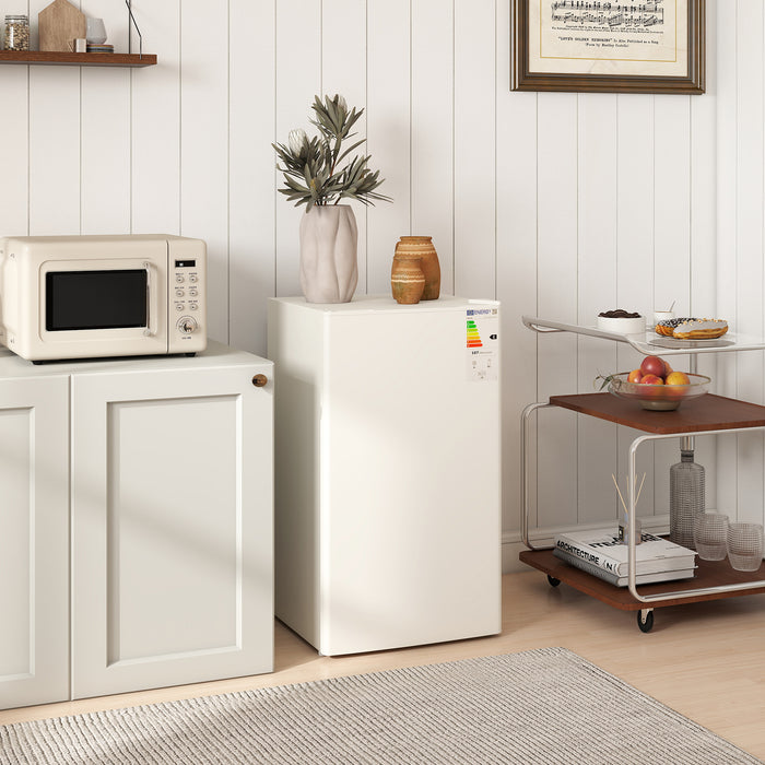 HOMCOM 91 Litre Freestanding Under Counter Fridge Freezer, Small Fridge with Chiller Box, Adjustable Thermostat, 47.5cm Wide, Beige