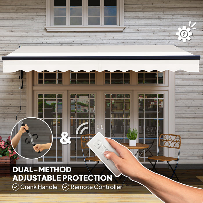 Outsunny 3.5 x 3(m) Electric Awning with Remote Controller, Aluminium Frame DIY Retractable Awning, UV30+ Sun Shade Canopy for Garden Patio Deck Door Window, Beige