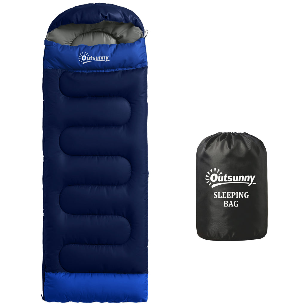 Outsunny Sleeping Bag for Adults, Lightweight & Compact Sleeping Bag, 3 Seasons, Navy Blue
